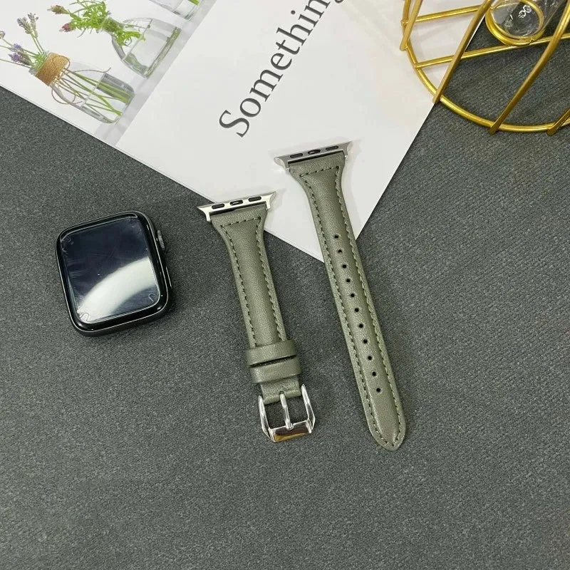 10829 2t-005 Correa de cuero delgada para Apple Watch