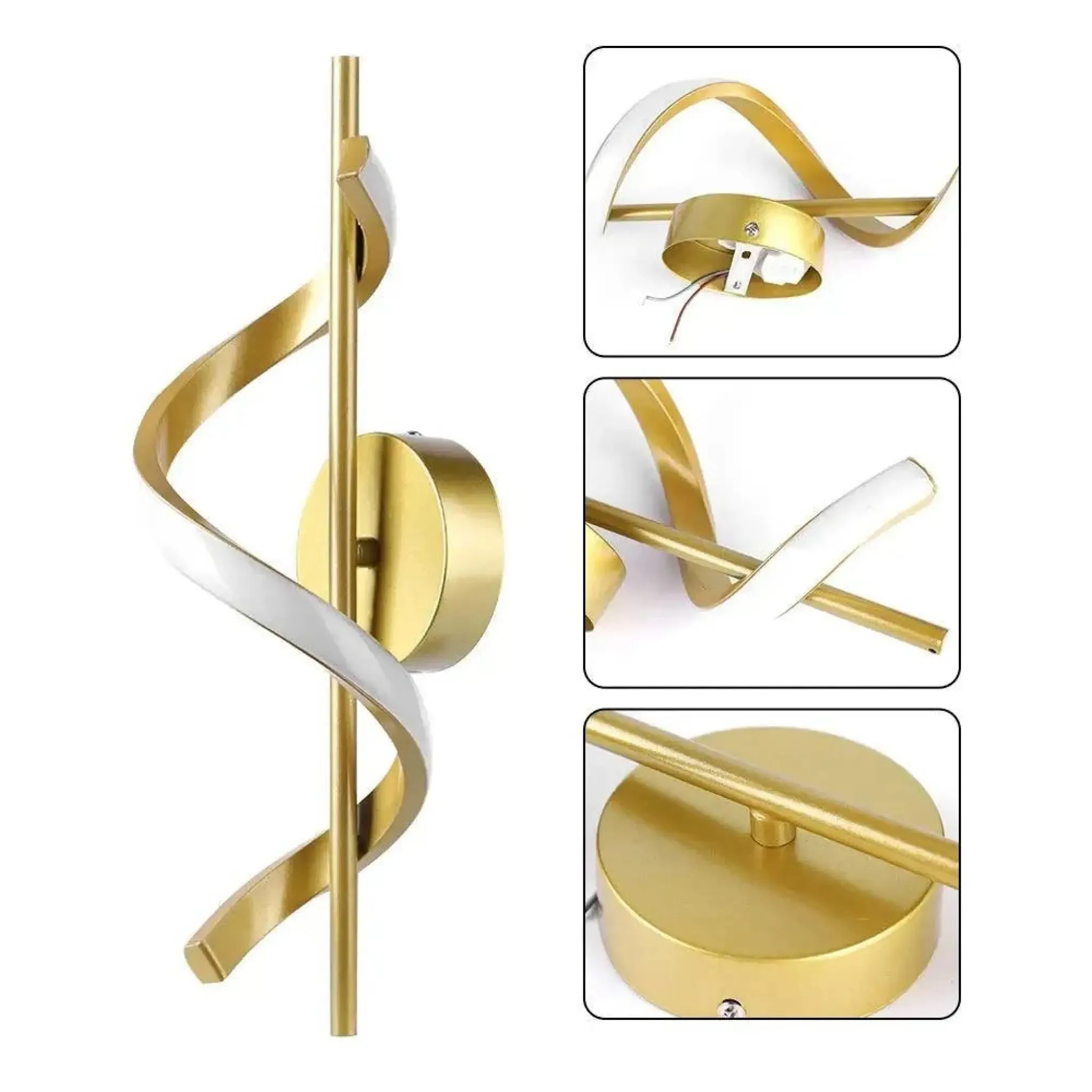 Arandela Dourada Sensacional com Design Espiral e Iluminação Suave
