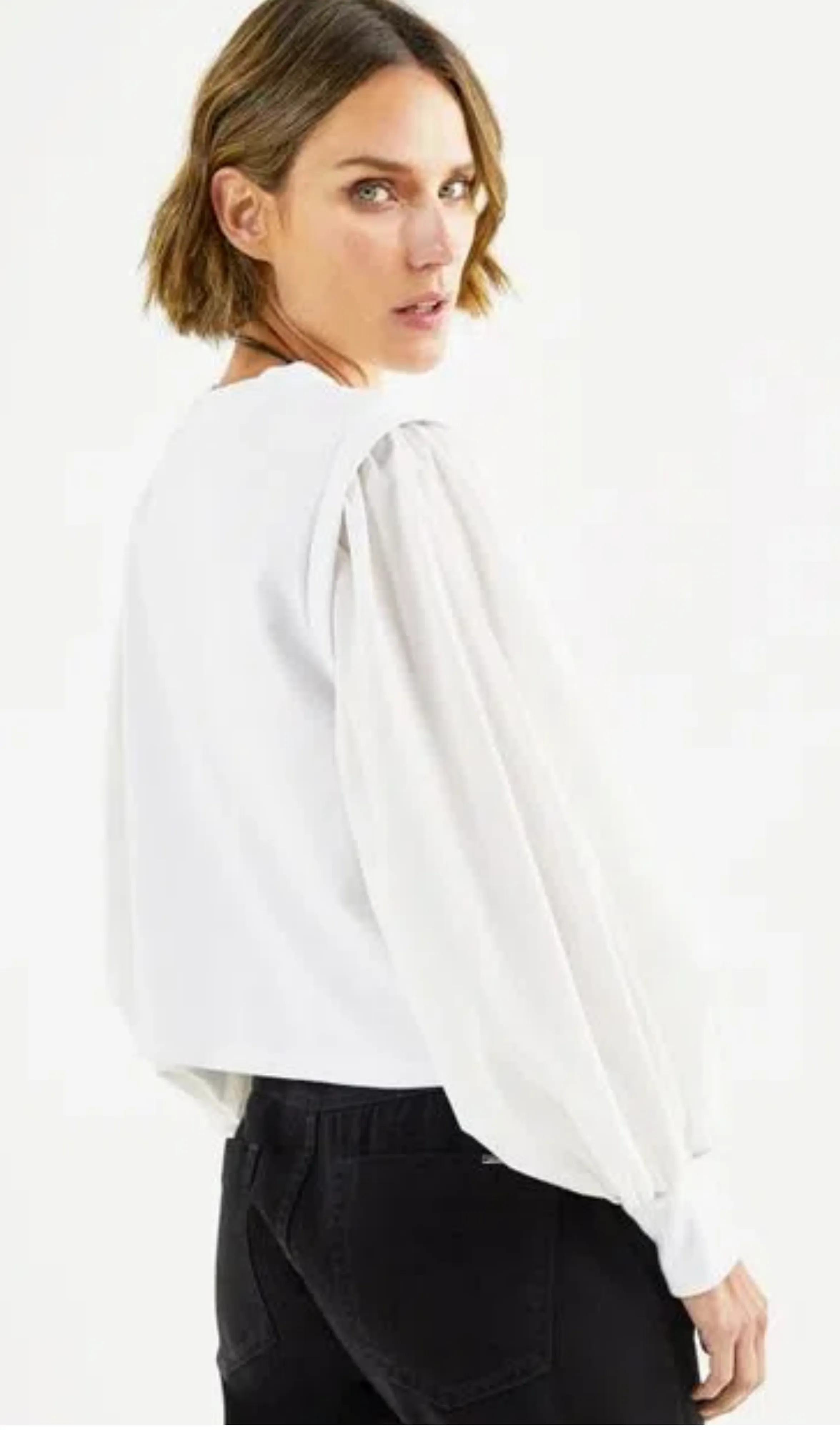 Blusa Malha Manga Tricoline Shoulder