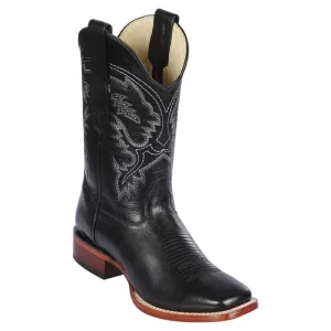 Botas de Cuero Pull Up Punta Cuadrada Ancha