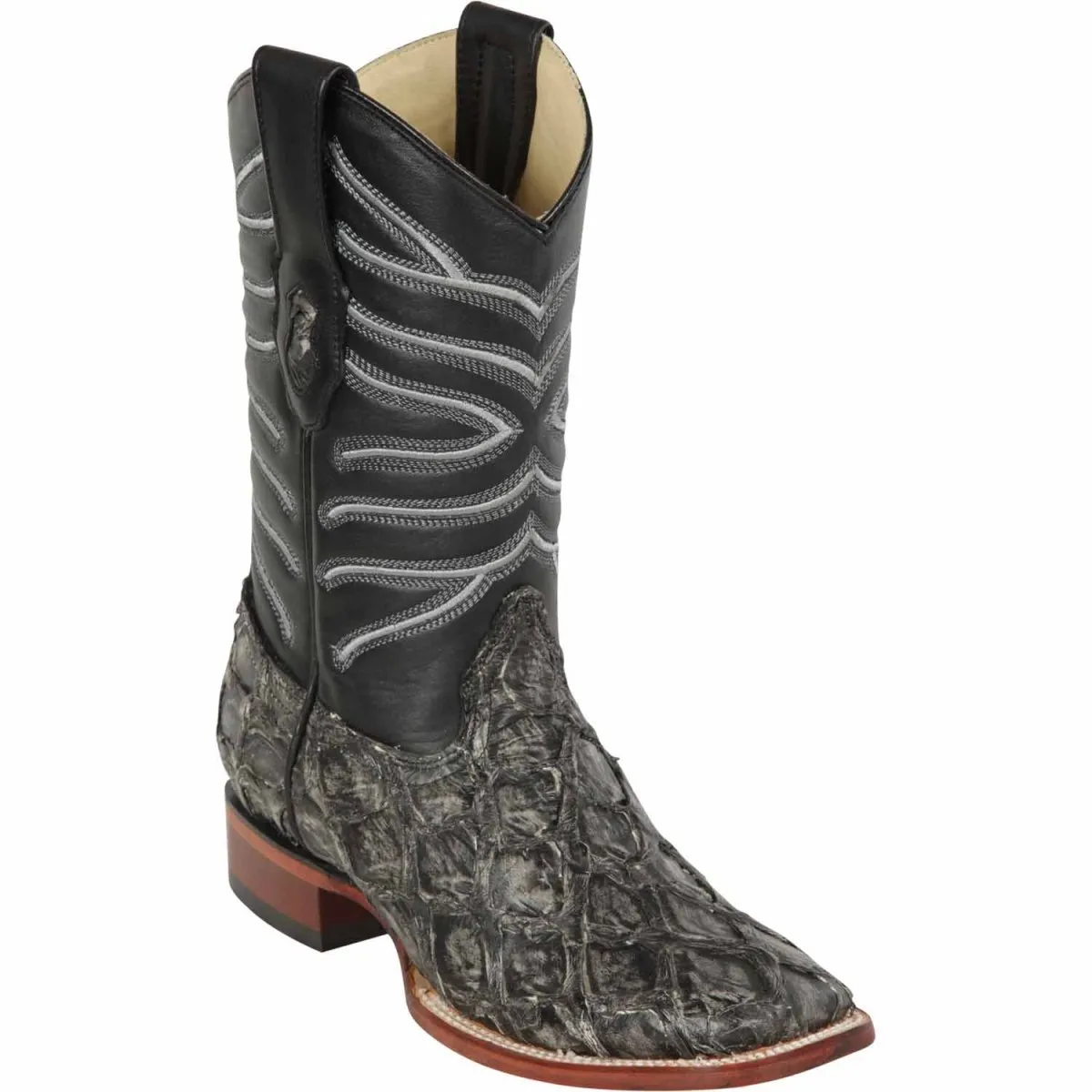 Botas de Pescado Pirarucu Original en Horma Rodeo Cuadrada
