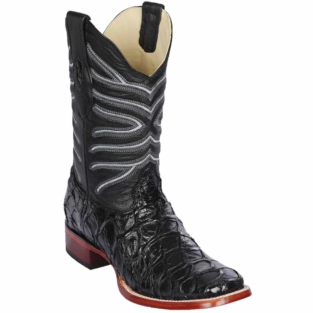 Botas de Pescado Pirarucu Original en Horma Rodeo Cuadrada
