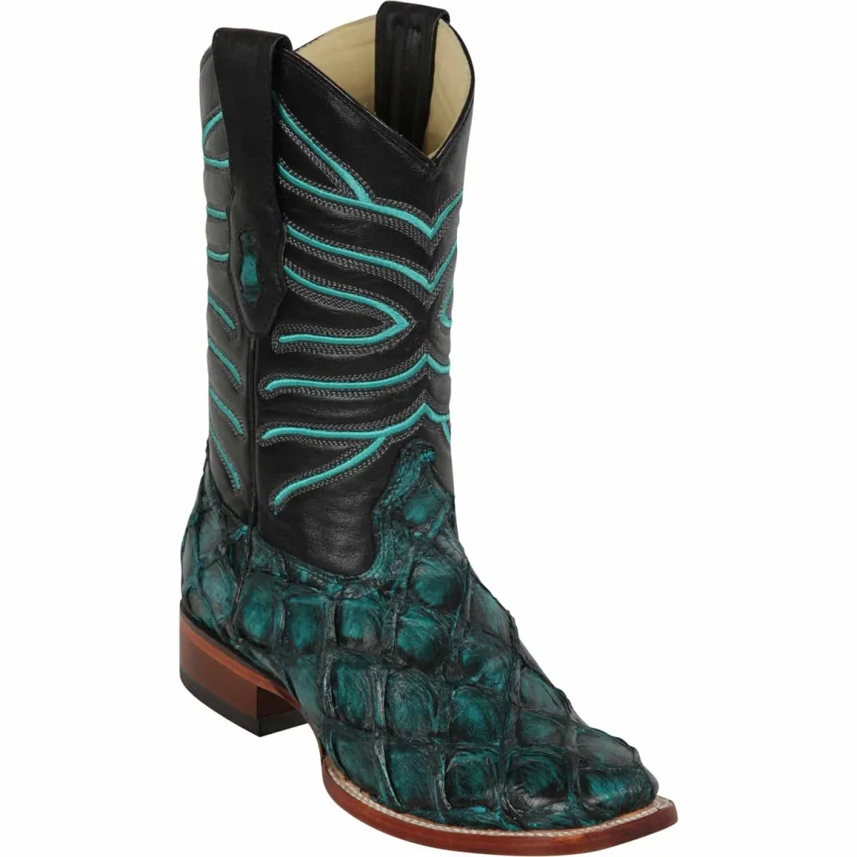 Botas de Pescado Pirarucu Original en Horma Rodeo Cuadrada