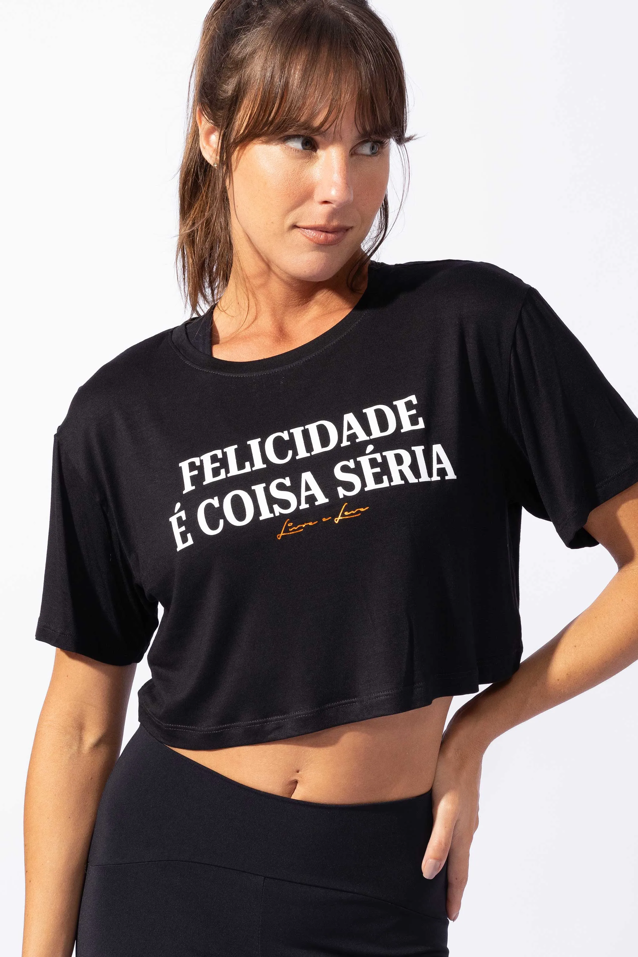 Cropped T-Shirt Felicidade é Coisa Séria
