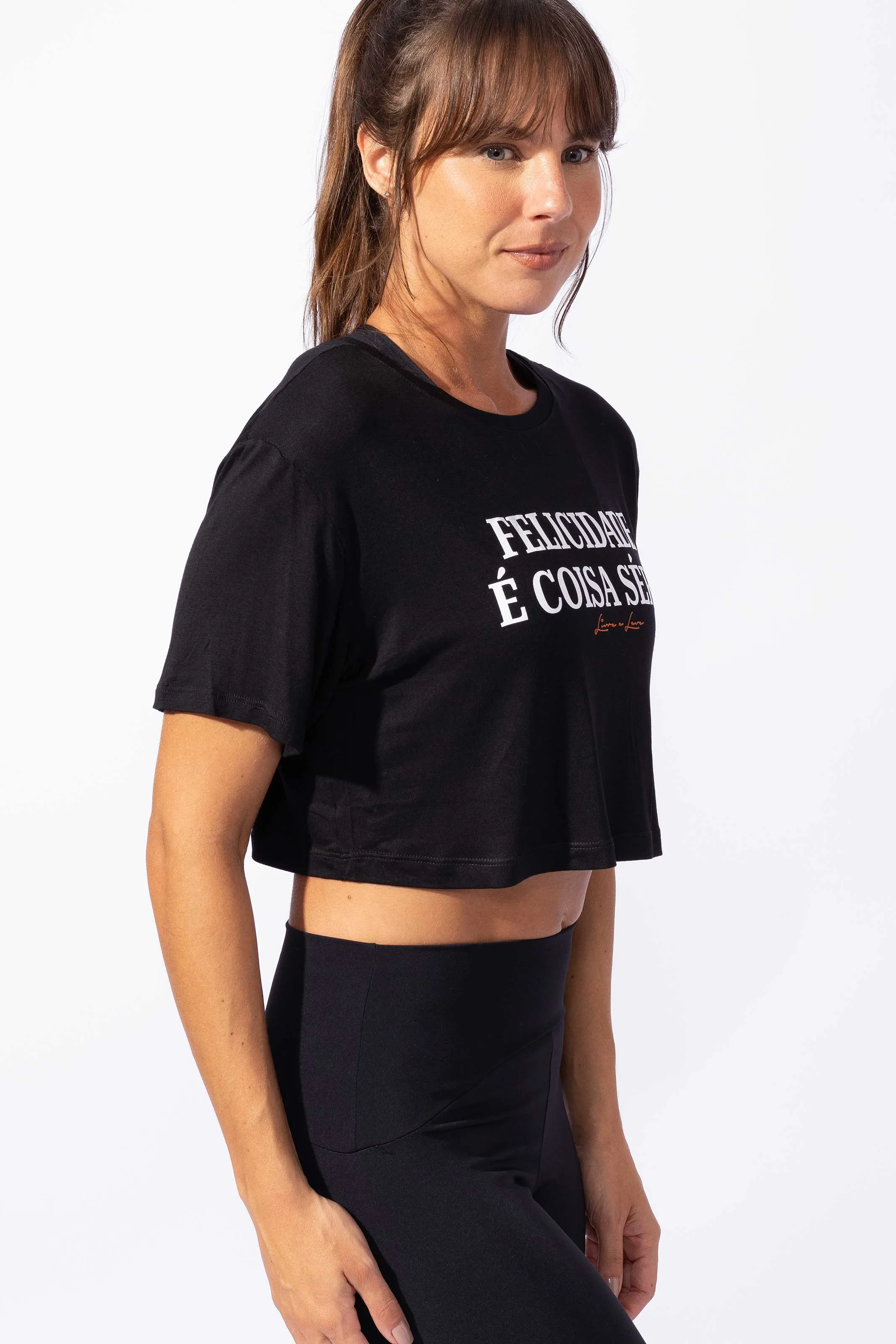 Cropped T-Shirt Felicidade é Coisa Séria
