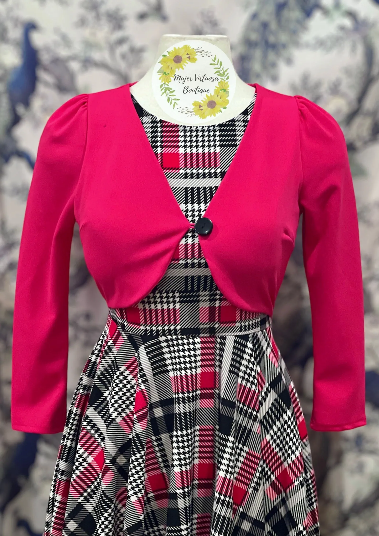 Dania Fucsia Plaid Blazer Dress