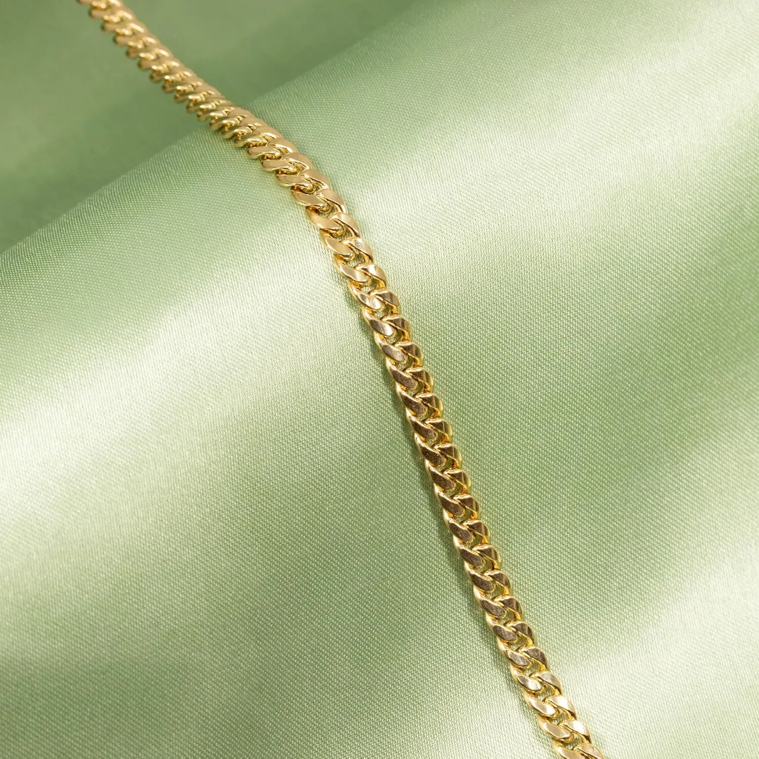EVAYA 14k Gold Miami Cuban Chain Necklace for Women & Men (3mm-5mm Width, 16-24" Length) - Cadenas de Oro Puro de 14K