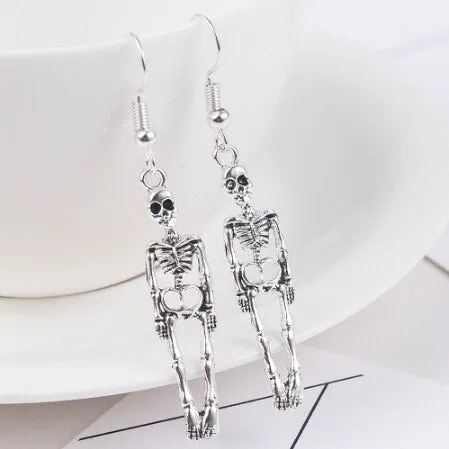 Halloween Handmade Vintage Skeleton Skull Dangle Earrings