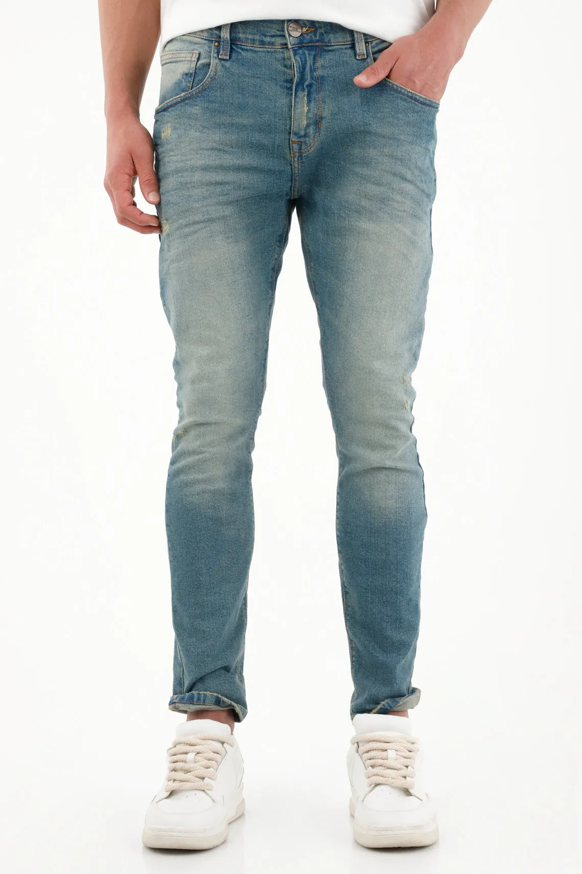 Jean cinco bolsillos azul para hombre