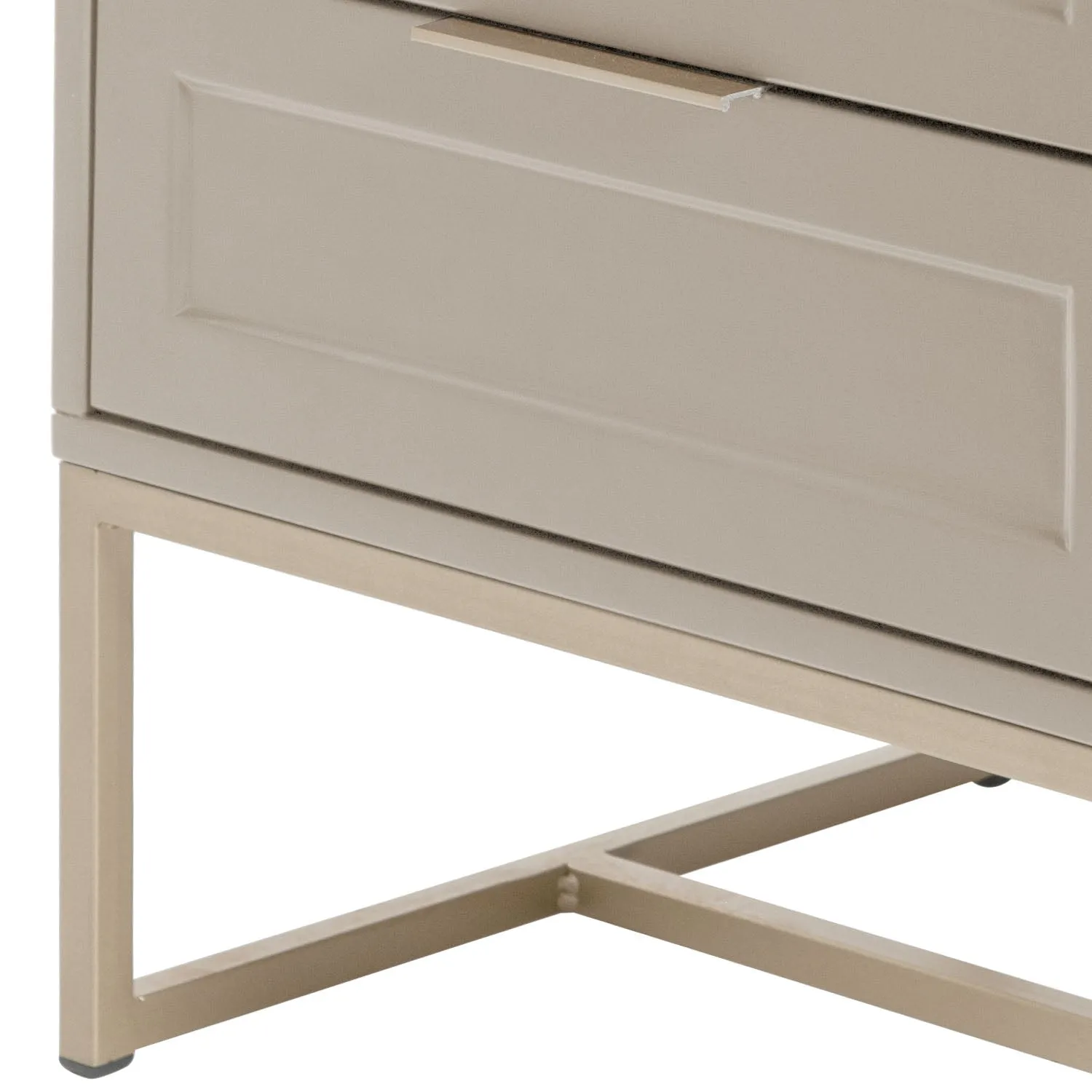 Mesa de Cabeceira com 3 Gavetas Myranda 45 cm - Taupe c/ Champanhe