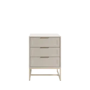Mesa de Cabeceira com 3 Gavetas Myranda 45 cm - Taupe c/ Champanhe