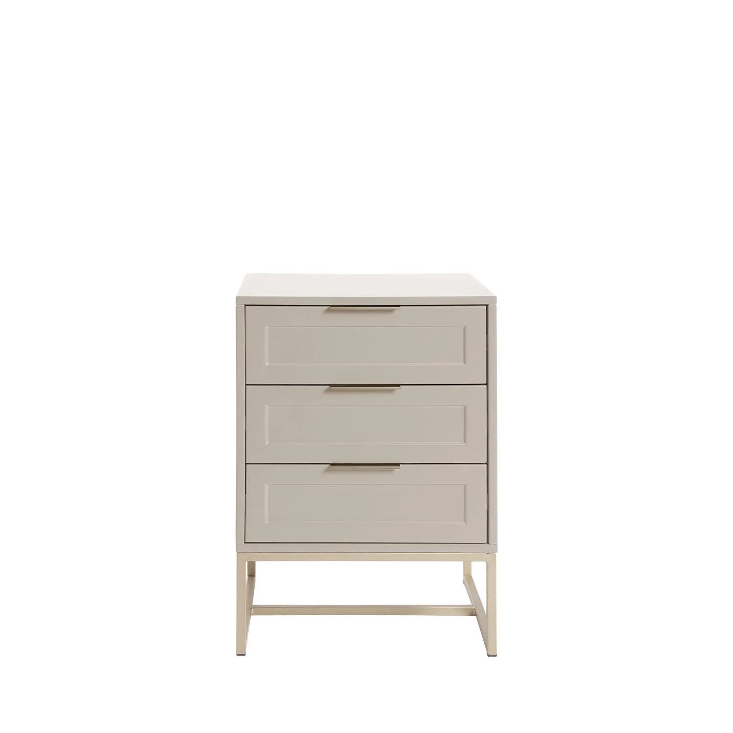 Mesa de Cabeceira com 3 Gavetas Myranda 45 cm - Taupe c/ Champanhe