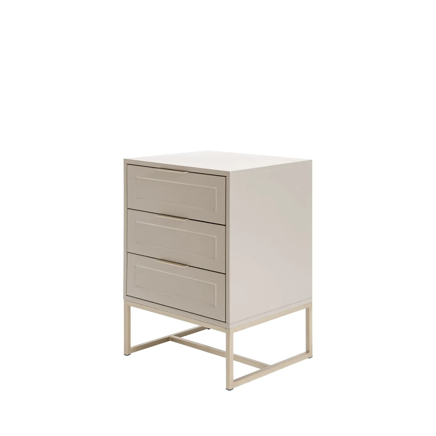 Mesa de Cabeceira com 3 Gavetas Myranda 45 cm - Taupe c/ Champanhe