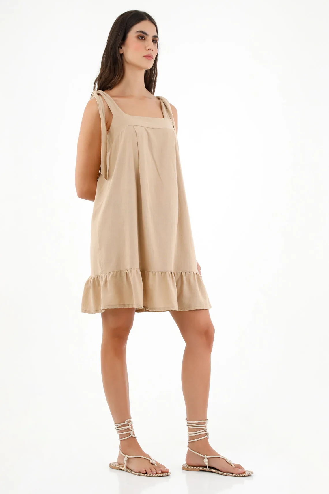 Vestido crudo de silueta tipo A para mujer