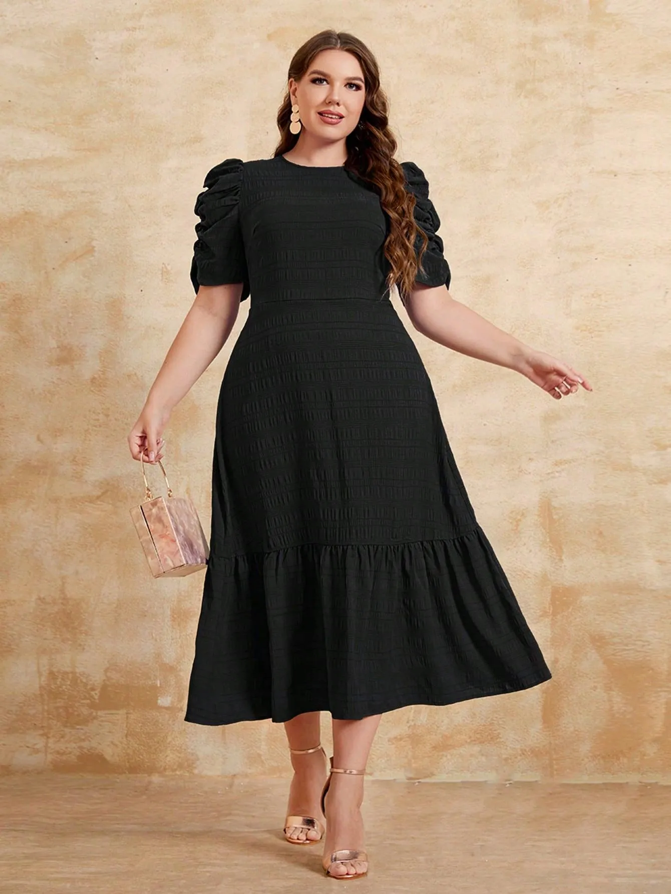 Vestido Manga Bufante Plus Size - Serena