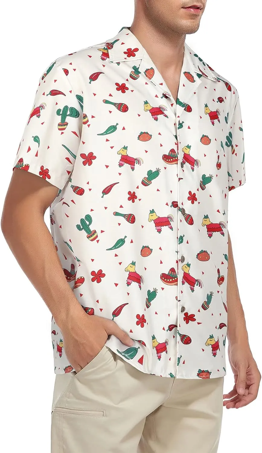 Zando Hawaiian Shirt for Men Funny Animal Tropical Shirts for Men Short Sleeve Button Down Vacation Shirt Summer Beach Shirt