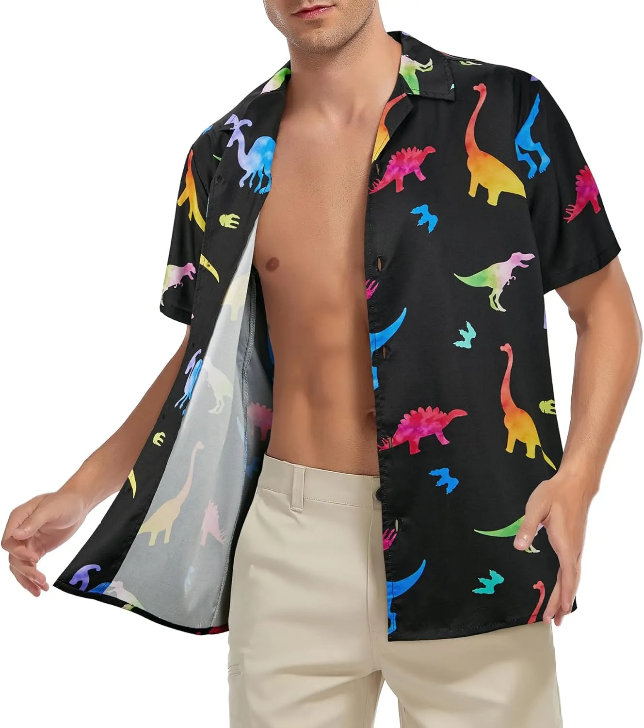 Zando Hawaiian Shirt for Men Funny Animal Tropical Shirts for Men Short Sleeve Button Down Vacation Shirt Summer Beach Shirt
