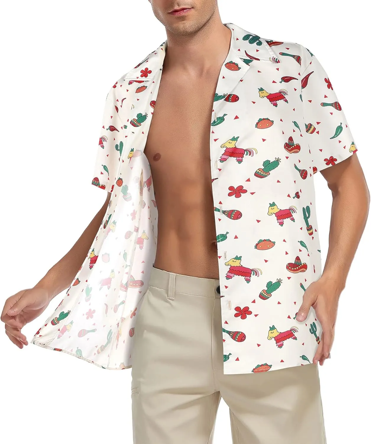 Zando Hawaiian Shirt for Men Funny Animal Tropical Shirts for Men Short Sleeve Button Down Vacation Shirt Summer Beach Shirt