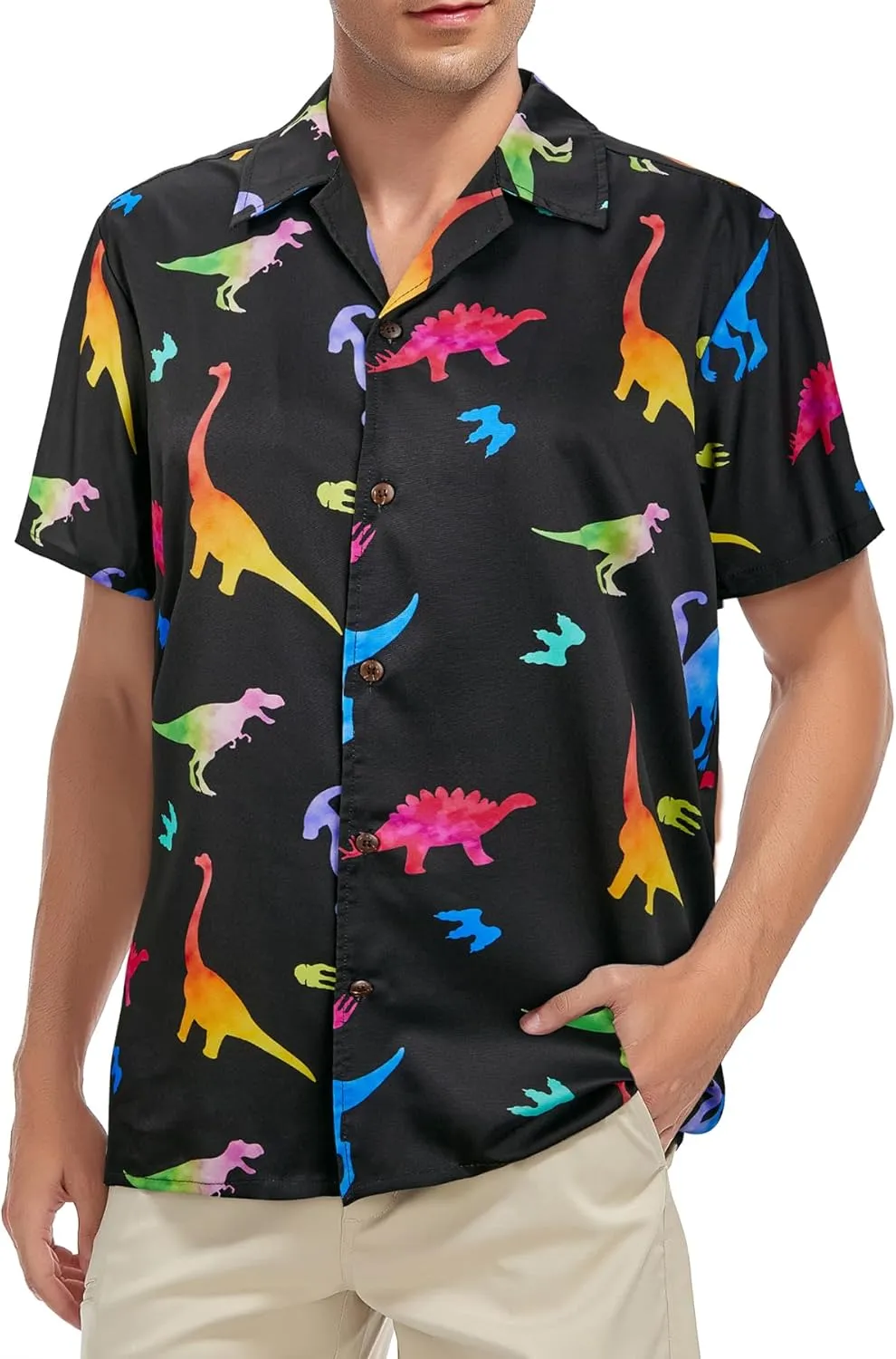 Zando Hawaiian Shirt for Men Funny Animal Tropical Shirts for Men Short Sleeve Button Down Vacation Shirt Summer Beach Shirt